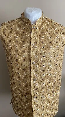 Asian Waistcoat Large Gold Men's Wear Eid Clothes Pakistani Brand New • £32