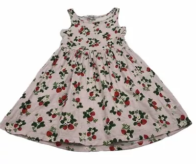 H&M Girls Dress A Line Tank Pink Floral  Strawberry Size 6-8Y - Pre-Owned Used • $7.99