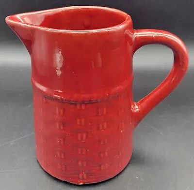 Vintage Dark Red Medalta Potteries No. 84 Pitcher With Weave Design • $44.99