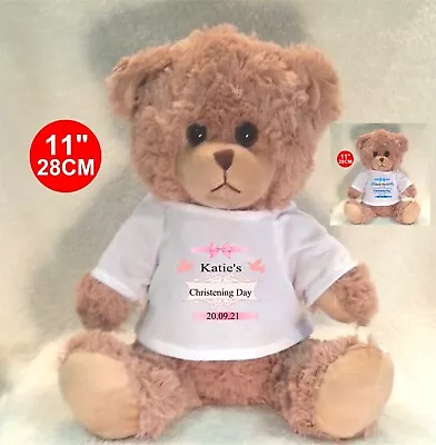 Personalised Teddy Bear Beige 1st Holy Communion Baptism Christening  Gifts • £10.99