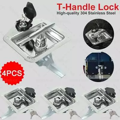 4X Folding T Handle Lock Latch Trailer Truck Camper Tool Box Stainless Steel Key • $56.99