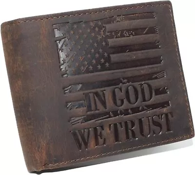 Distressed Vintage Leather Patriotic American Flag Wallet - Western Style ‘IN... • $19.99