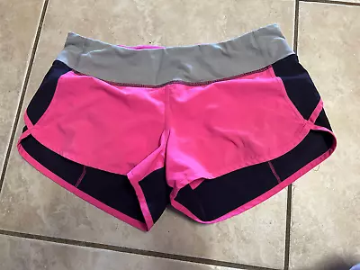 LULULEMON  Pink   Gray 2.5  Run Speed Shorts With Liner  Size 6 • $24.95