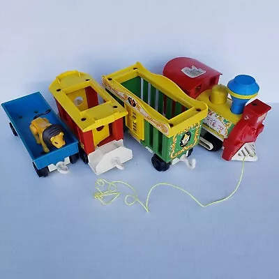 Vintage 1973 Fisher Price Little People Circus Train With Working Whistle & Lion • $27.63