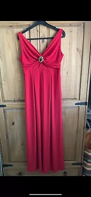 QVC Ronnie Nicole Size 10 Red Maxi Dress With Brooch • £8