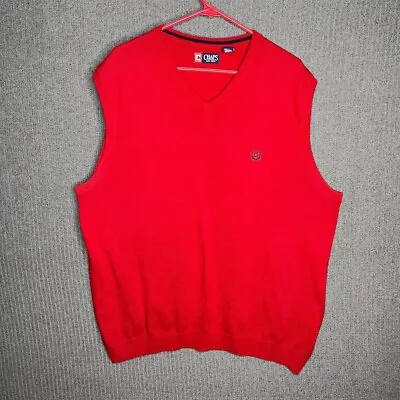 Izod Vest Mens XL Red Knit Embroidered Crest Sleeveless Casual Winter Christmas  • $17.70