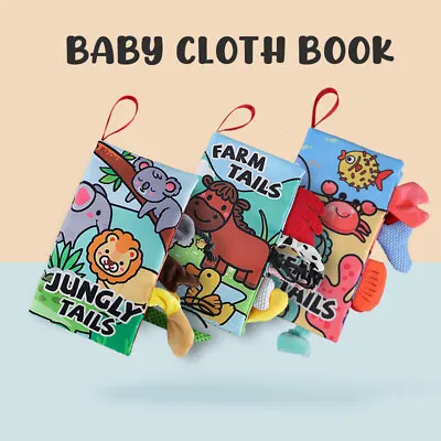 Baby Books Toys Crinkle  Animals Tails Cloth Books Gifts For Boys Girls Infant • $12.95
