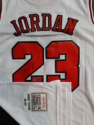 Michael Jordan Chicago Bulls #23 Signed White Home Jersey Hologram Authenticated • $501