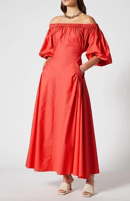 $375 • Buy SCANLAN THEODORE Cotton Gathered Pocket Dress Vermillion - Size 12