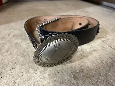 Vintage Harley Davidson Black Full Grain Leather Belt 32 Genuine Trinity Chains • $150