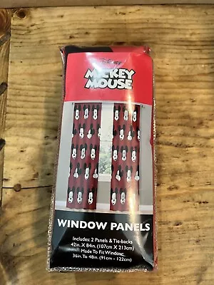 £39.25 • Buy Mickey Mouse Curtains Set Of 2 Window Panels 42”x 84” Jay Franco New