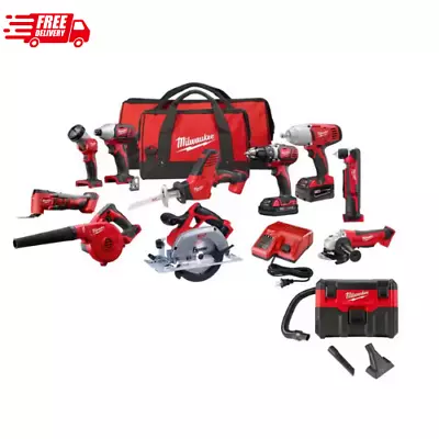 M18 18V Lithium-Ion Cordless Combo Kit (10-Tool) With (2) Batteries Charger • $710