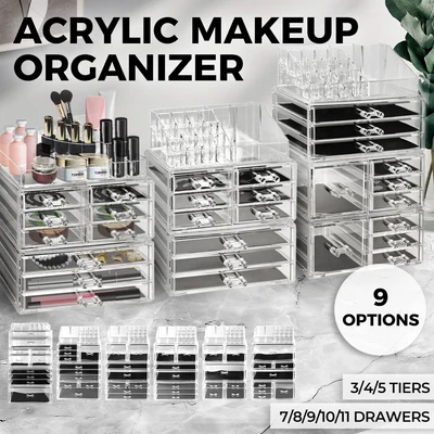 $51.99 • Buy Makeup Organizer Cosmetic Storage Box Acrylic Jewelry Holder Display Drawer