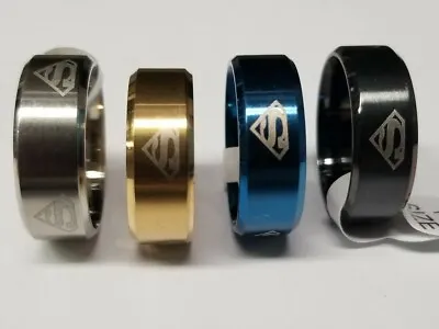 Superman Ring Mens Wedding Titanium Engagement Size 6-13 5 Colors Lavastorm  • $7.99