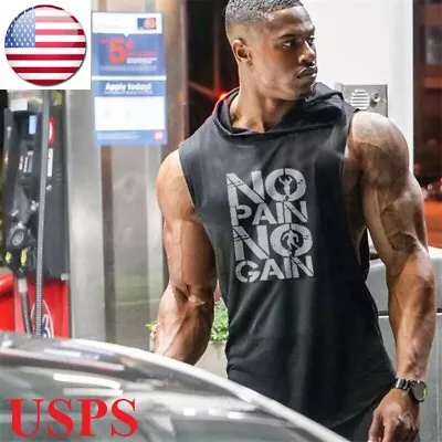 Gym Stringer Men's Tank Top For Bodybuilding And Fitness Hoodie Sports • $12.95