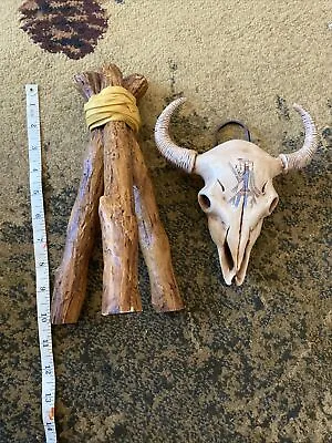 Vintage  Native American  Skull Stand 1994 Ceramic Indian • $10