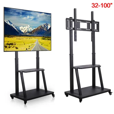 Heavy Duty Floor TV Cart Stand Entertainment Exhibition Trolley For 32’’-100'' • £125.99
