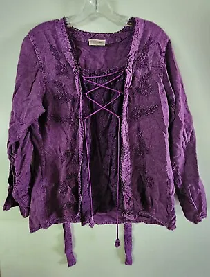 Braja Exclusives Women's Purple Lace Up Front 100% Viscose Top Adjustable Size • $16.99