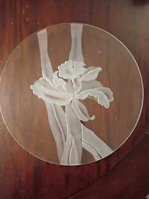 Vintage Hawaiian Flower Floral Etched Glass Plate - Frank Oda / Hale Pua Hawaii • $25