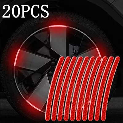 20x Red Reflective Sticker Car Wheel Hub Rim Stripe Tape Decals Mouldings Trims • $3.43