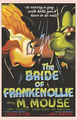 Bride Of Frankenollie Parody Movie Lobby Poster Print 11x17 Minnie Goofy Disney • $17.99