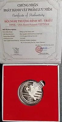 DPRK-USA 2nd Summit In Hanoi VIETNAM PEACE In HANDS  Silver Coin(+1 Coin)#32957 • $78