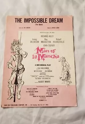 THE IMPOSSIBLE DREAM Vintage Sheet Music Man Of LaMancha 1965 Show Song Tunes • $7