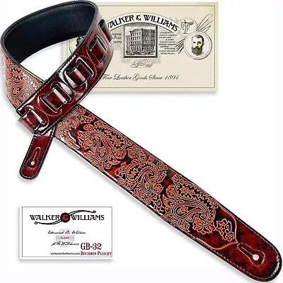 Walker & Williams GB-32 Bourbon Brown Padded Leather Strap With Vintage Paisley  • $36.95