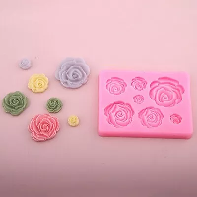 3D 7 ROSE FLOWER Silicone Fondant Cake Topper Mold Mould Chocolate Candy Baking • £3.20