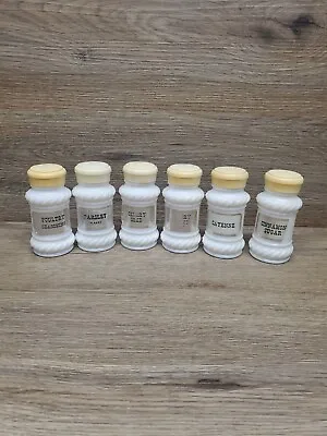 Vintage Milk Glass Rope Braid Spice Jars Set - Seasoning Shaker Set Of 6 • $13.99