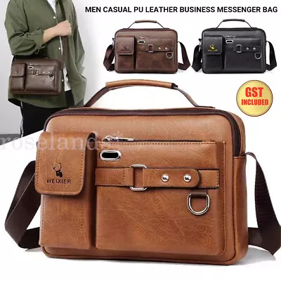 Brown Business Crossbody Bag Men's Shoulder Leather Vintage Men Casual Bags • $25.94