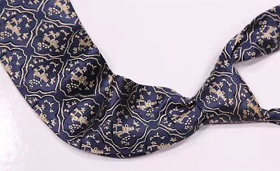 Salvatore Ferragamo Navy Blue/Silver Jacquard Woven Asian Elephant Necktie Tie • $25