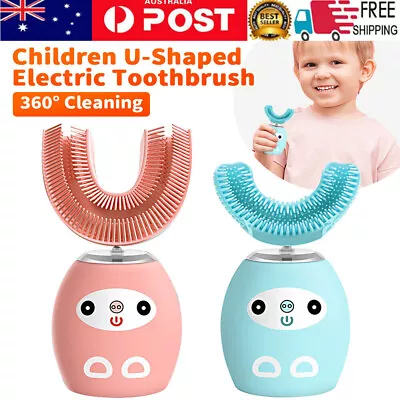 Kids Sonic-Electric Toothbrush Automatic U Shape Head Children Brush Age 2-15 • $16.59