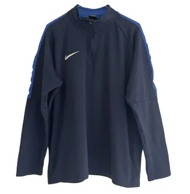 £16 • Buy Nike Track Top Blue Swoosh 1/4 Zip Pullover Dri-Fit Training Gym Mens Size XL