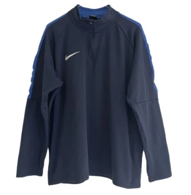 £16 • Buy Nike Track Top Blue Swoosh 1/4 Zip Pullover Dri-Fit Training Gym Mens Size XL
