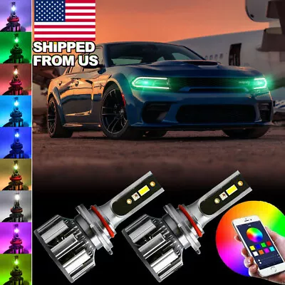 9005 RGB LED APP Control High/Low Beam Headlight Bulbs For Dodge Charger Etc • $63.99