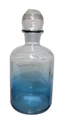 Ocean Blue & Clear Ombre Design Solid Glass Decanter 9  Height 4  Base Diameter • $17.95