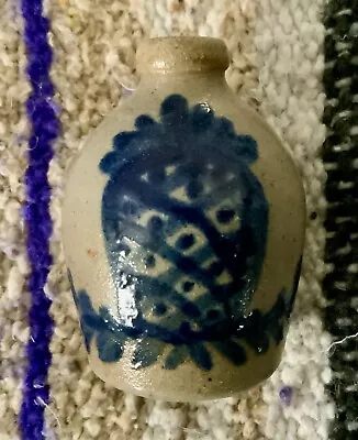 JERRY BEAUMONT POTTERY - Miniature Pineapple Jug - Salt Glazed - 1985 With Cross • $24.95