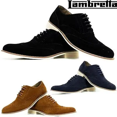 Mens Leather Smart Office Wedding Shoes Suede Formal Casual Party Brogue Shoes • £19.95