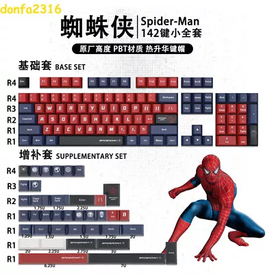 Spider-Man Keycap 142 Keys Set Cherry Profile PBT For Mechanical Keyboard Marvel • $53.04