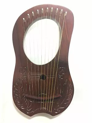 Lyre Harp 10 String Musical Instrument Solid Wood Handmade Carved • $65.44