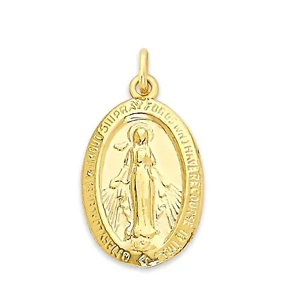 Solid Gold Miraculous Medal Charm In 10k Or 14k Dainty Religious Charm • $42