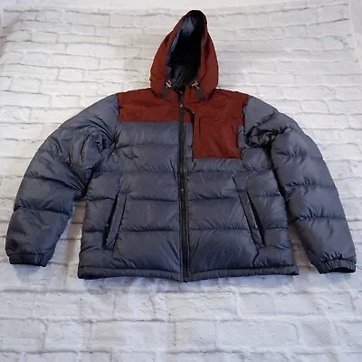 Prana Tanner Jacket Gray Hooded Down Filled Mens Puffer Jacket Coat L Large • $49.97