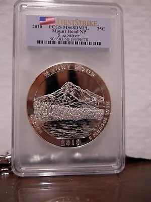 2010 Pcgs Ms68 Dmpl First Strike Mount Hood Atb 5 Oz .999 Beautiful Silver Coin • $297.77