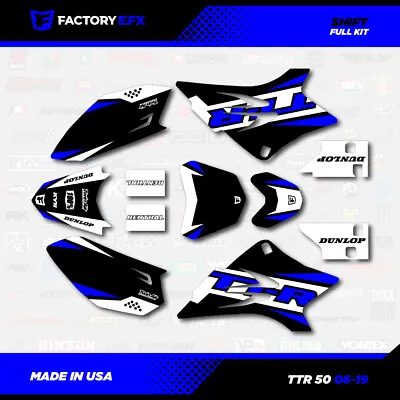 $39.99 • Buy Black & Blue Shift Racing Graphics Kit Fits 06-23 YAMAHA TTR50 TTR 50 Decal