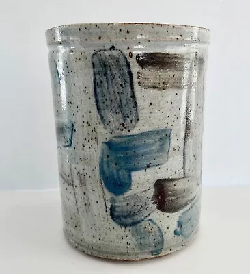 Vintage Studio Art Pottery Utensil Container Vase Crock 6×5   Signed CF '78 • $28