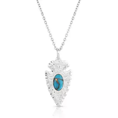 Montana Silversmiths Ladies Chiseled Arrowhead Silver Turquoise Necklace NC5393 • $61.95