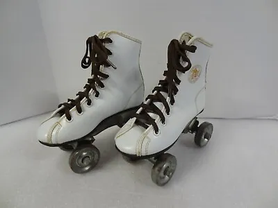 Vintage 70s Street King Official Roller Derby White Skates Metal Wheels Child 11 • $11.93