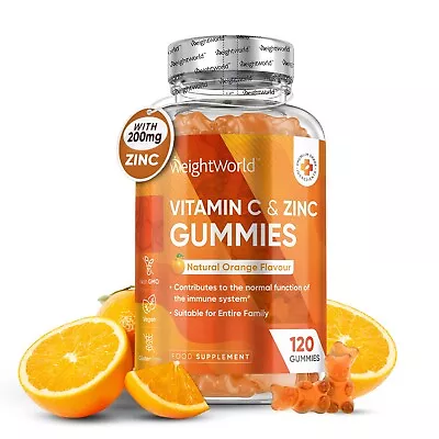 Vitamin C & Zinc - 120 Gummies - For Kids & Adults - Immune Support Bone Health • £15.99