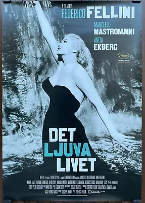 La Dolce Vita Federico Fellini Marcello Mastroianni Anita Ekberg Movie Poster • $400